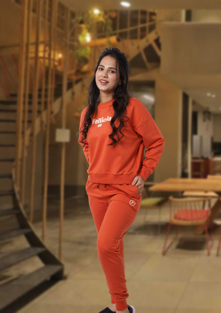 Women's Sweatshirt & Joggers Co-ord Set (Rust Orange)