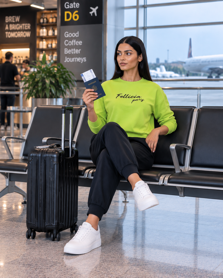 Sweatshirt & Jogger Vacation Set (Lime Green-Black)