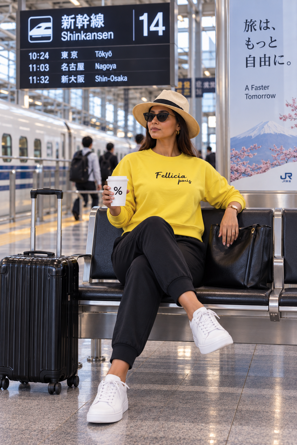 Sweatshirt & Jogger Vacation Set (Yellow-Black)