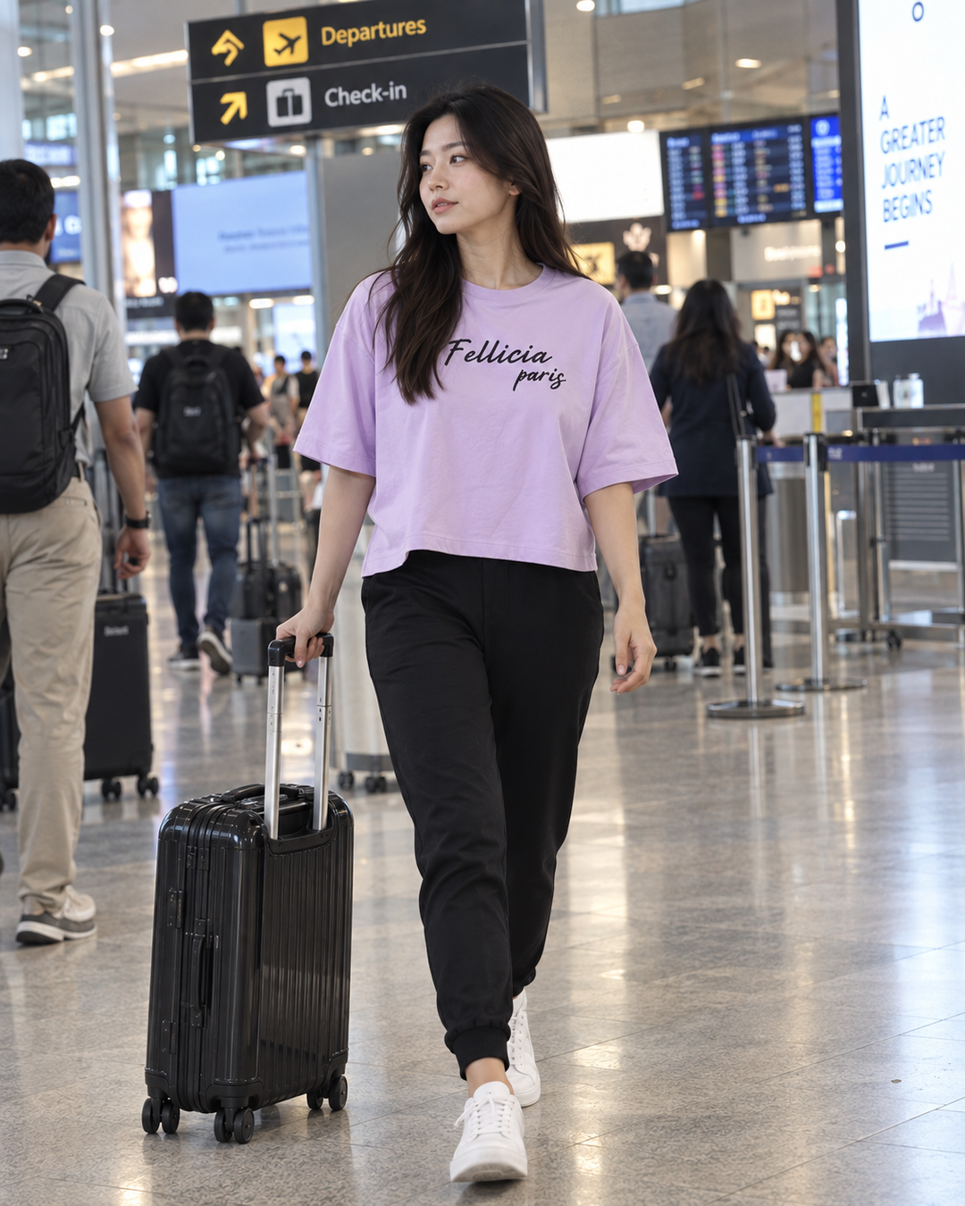 SweatTee& Jogger Vacation Set (LILAC-Black)