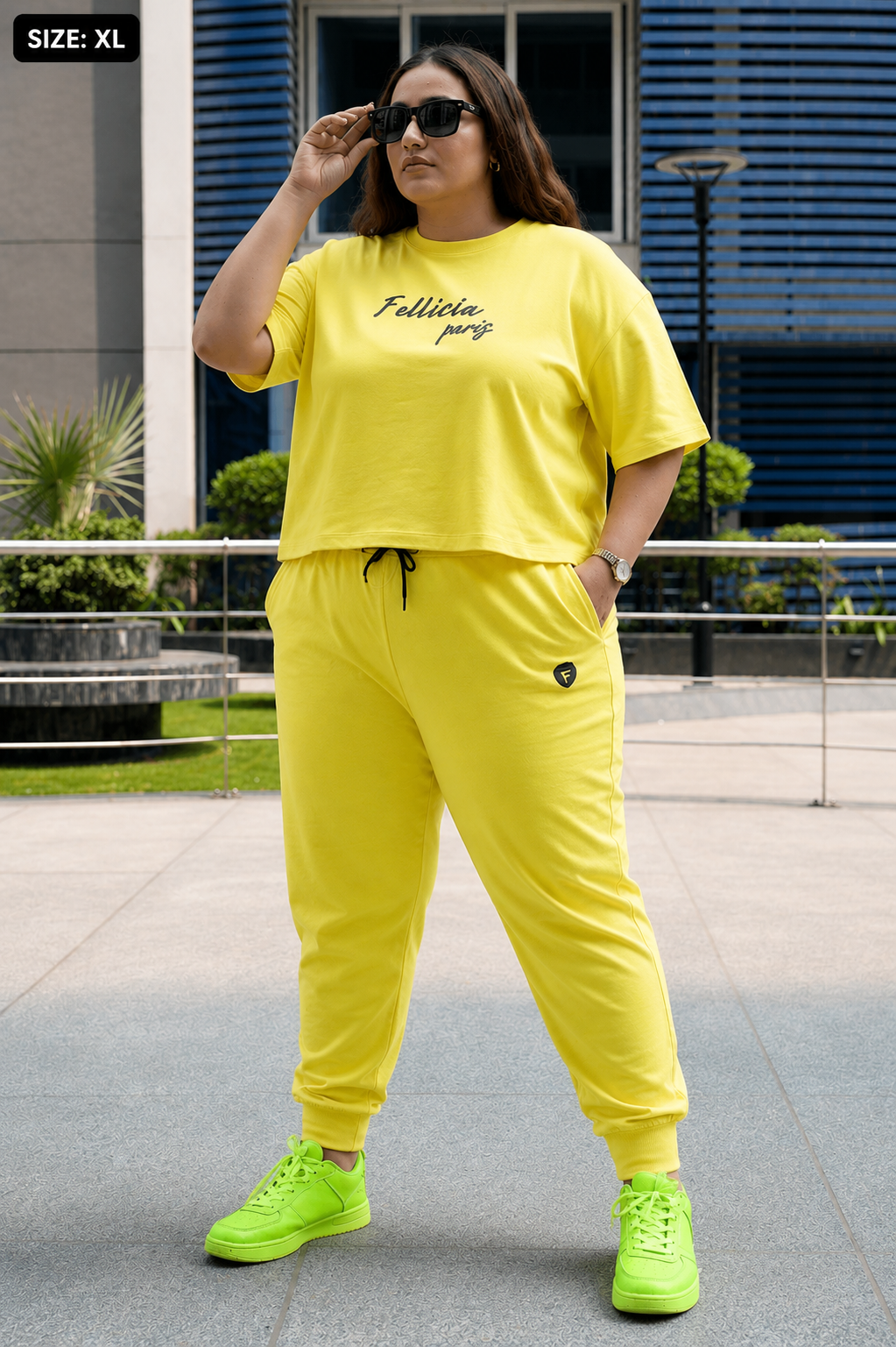 Sweat-Tee & Jogger Vacation Set (Yellow CO-ORD) XXL