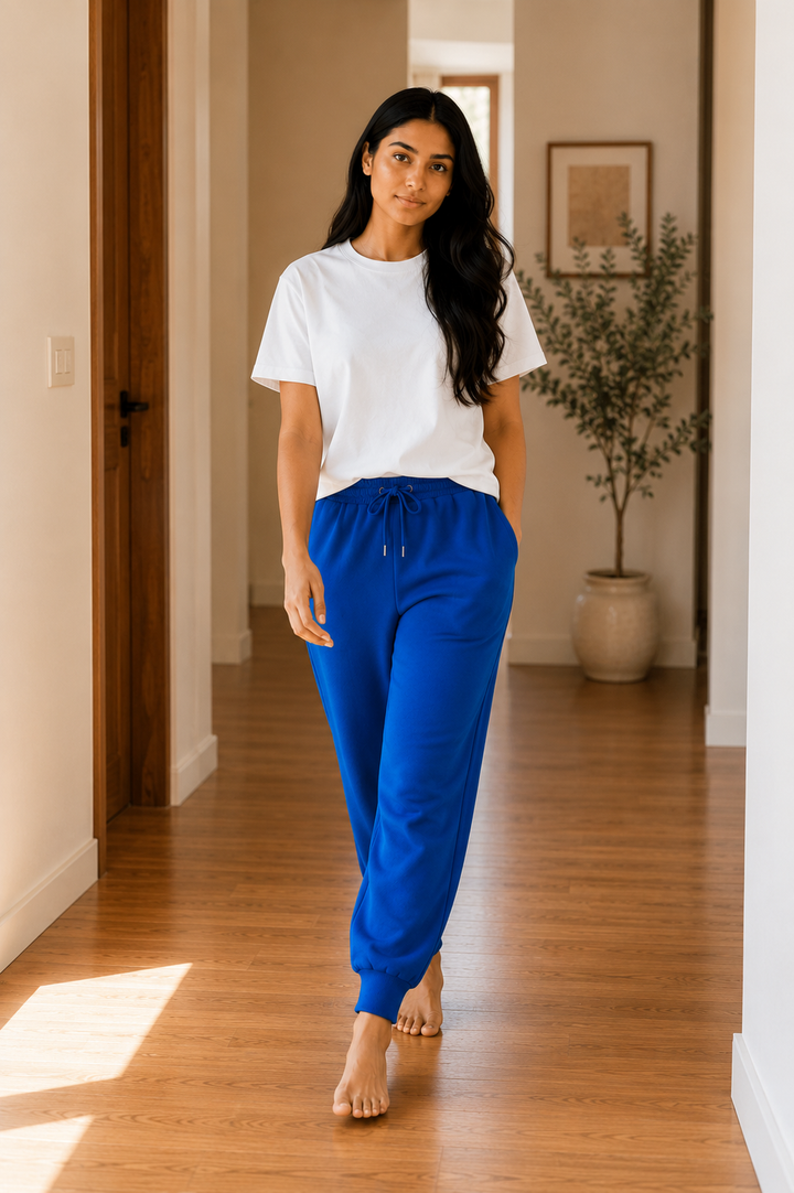 GHAR Jogger Pant – 100% Cotton | 260 GSM Loop Knit - BLUE