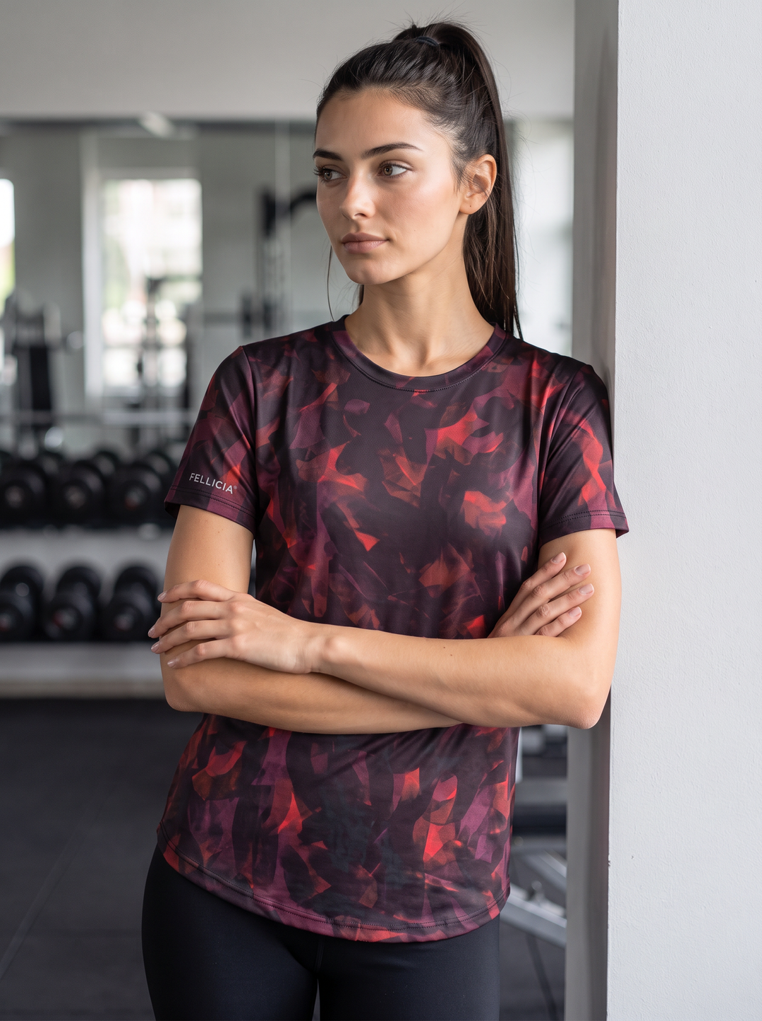 Active T-Shirt for Women - Burgandy Maze