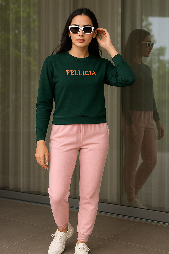 Women’s Sweatshirt & Joggers QUIRKY Set (Olive–Blush Pink)