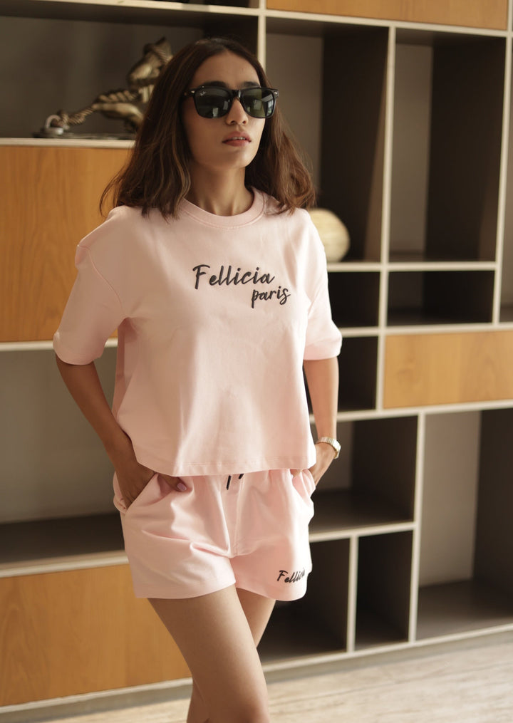 Co-ord Set (Blush) Sweatshirt & Shorts for Women