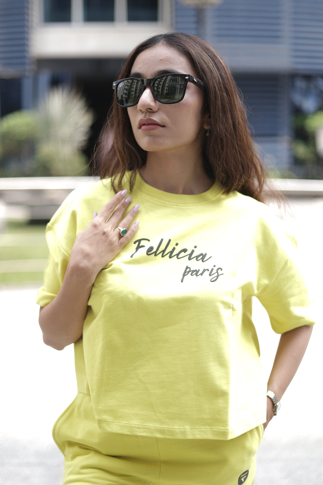 Sweat-Tee & Jogger Vacation Set (Yellow CO-ORD)