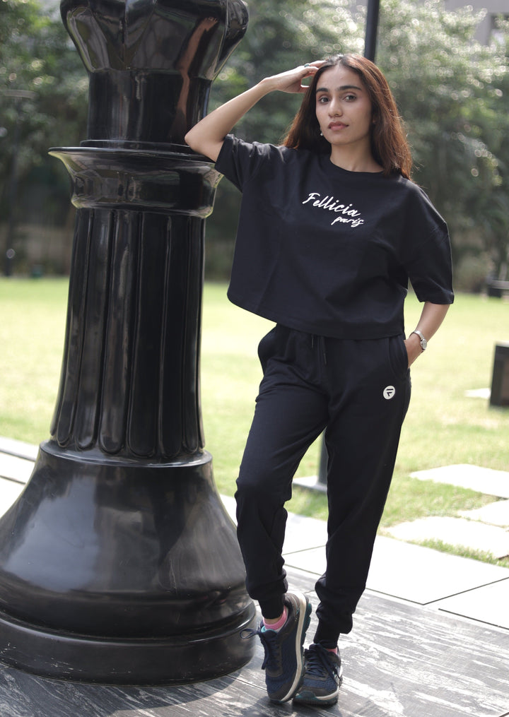 Co-ord Set (Black) Sweatshirt & Joggers for Women