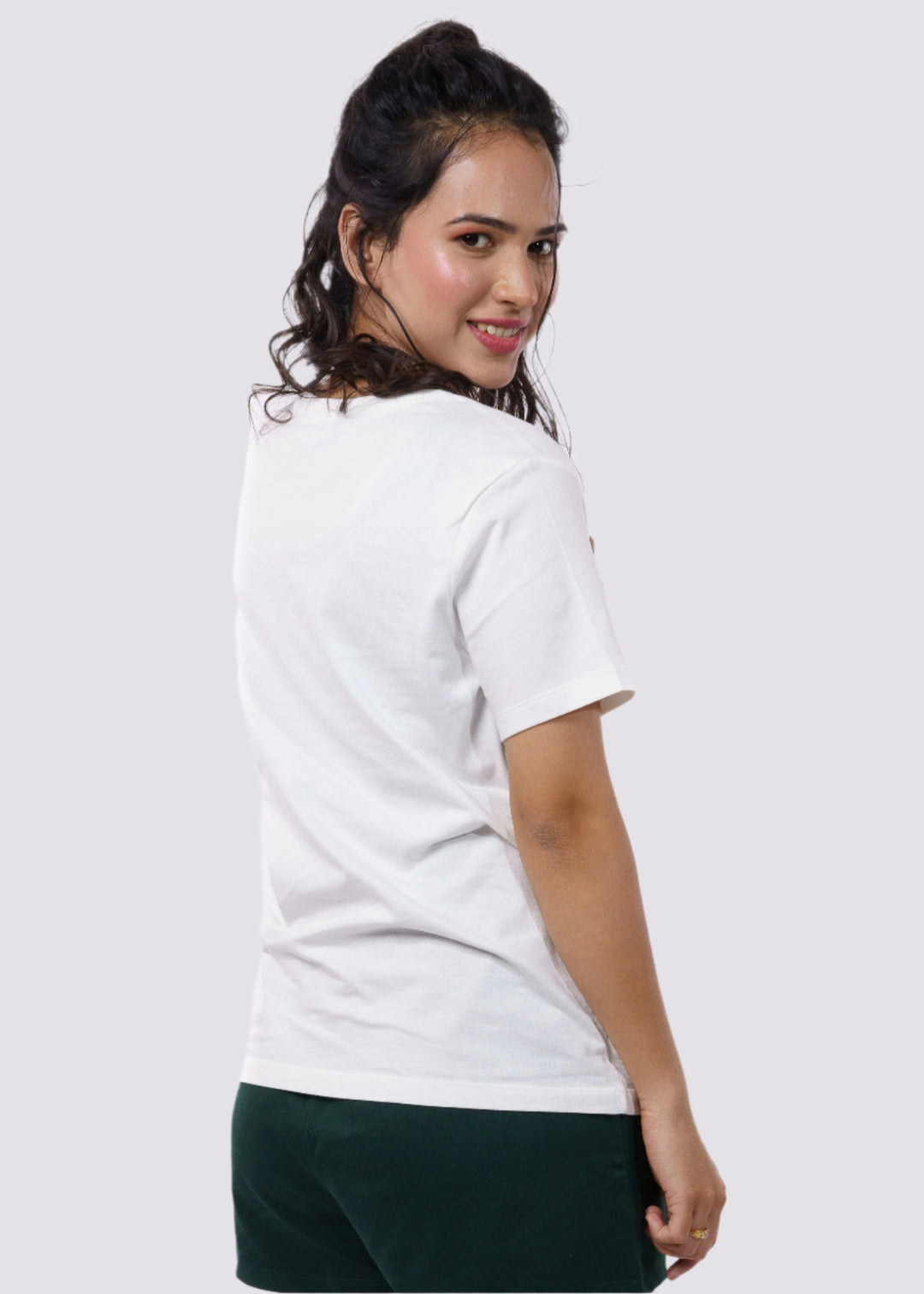 White Signature Print T-shirt for Women