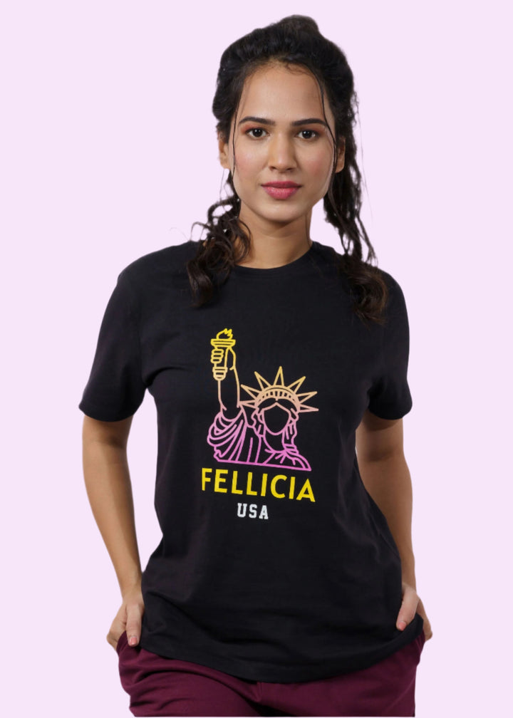 Black Graphic Print T-shirt for Women