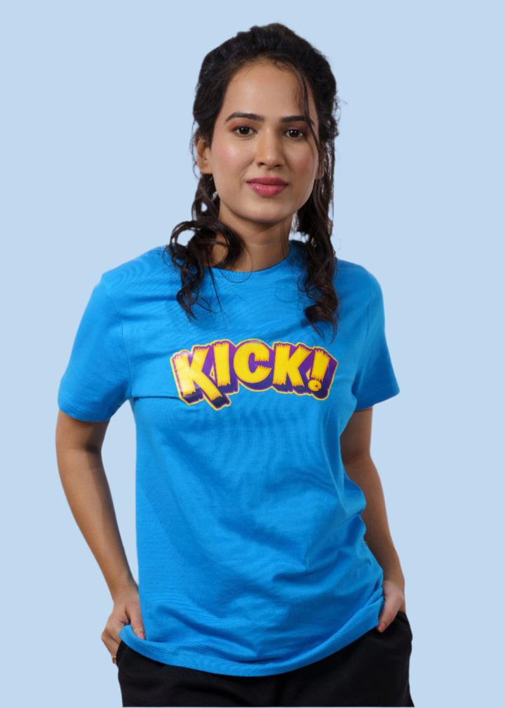 Blue Typography Print T-shirt for Women