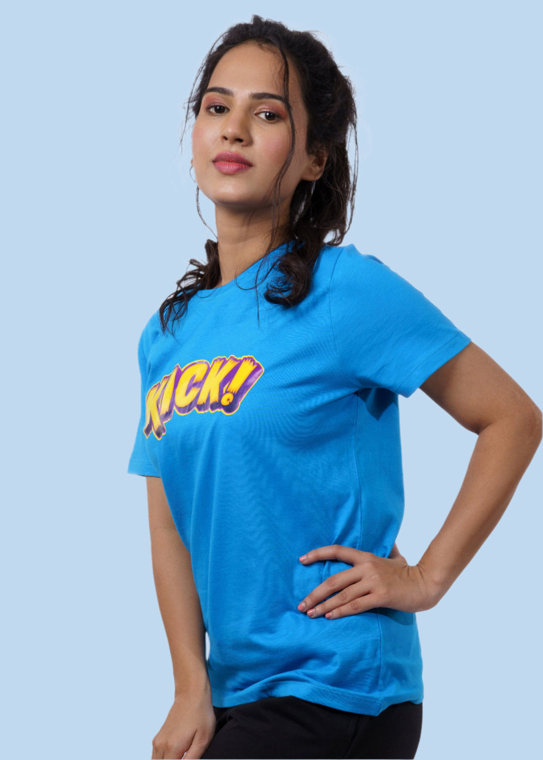 Blue Typography Print T-shirt for Women