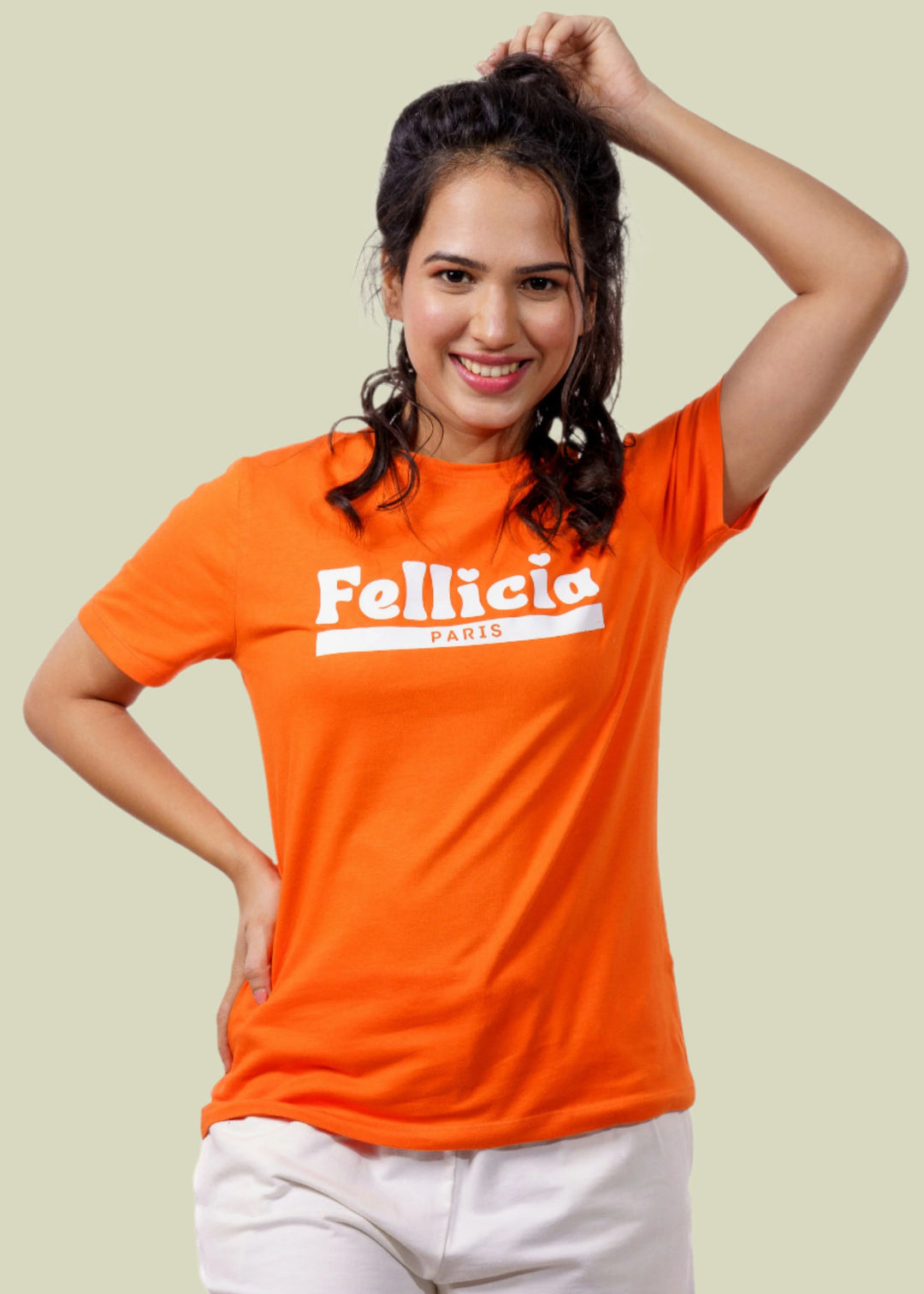 Orange Signature Print T-shirt for Women
