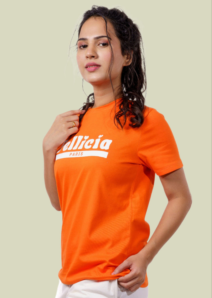 Orange Signature Print T-shirt for Women