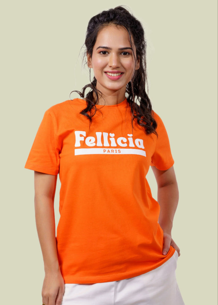 Orange Signature Print T-shirt for Women