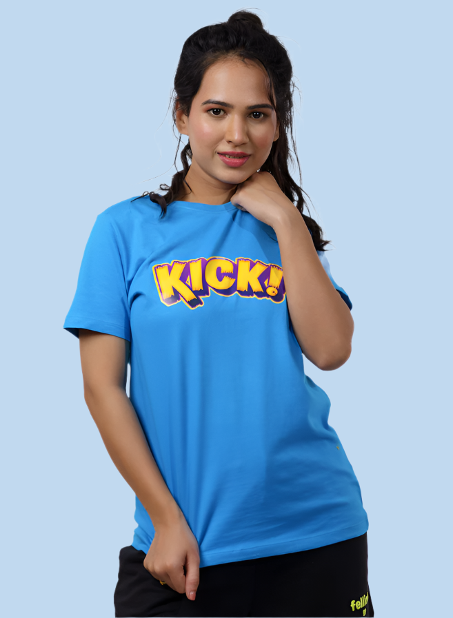 Blue Typography Print T-shirt for Women
