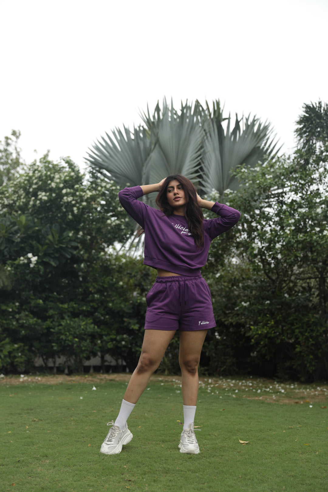 Co-ord Set (Royal Purple) Sweatshirt & Shorts for Women