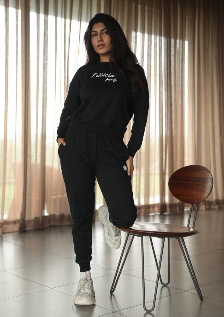 Co-ord Set (Black) Sweatshirt & Joggers for Women