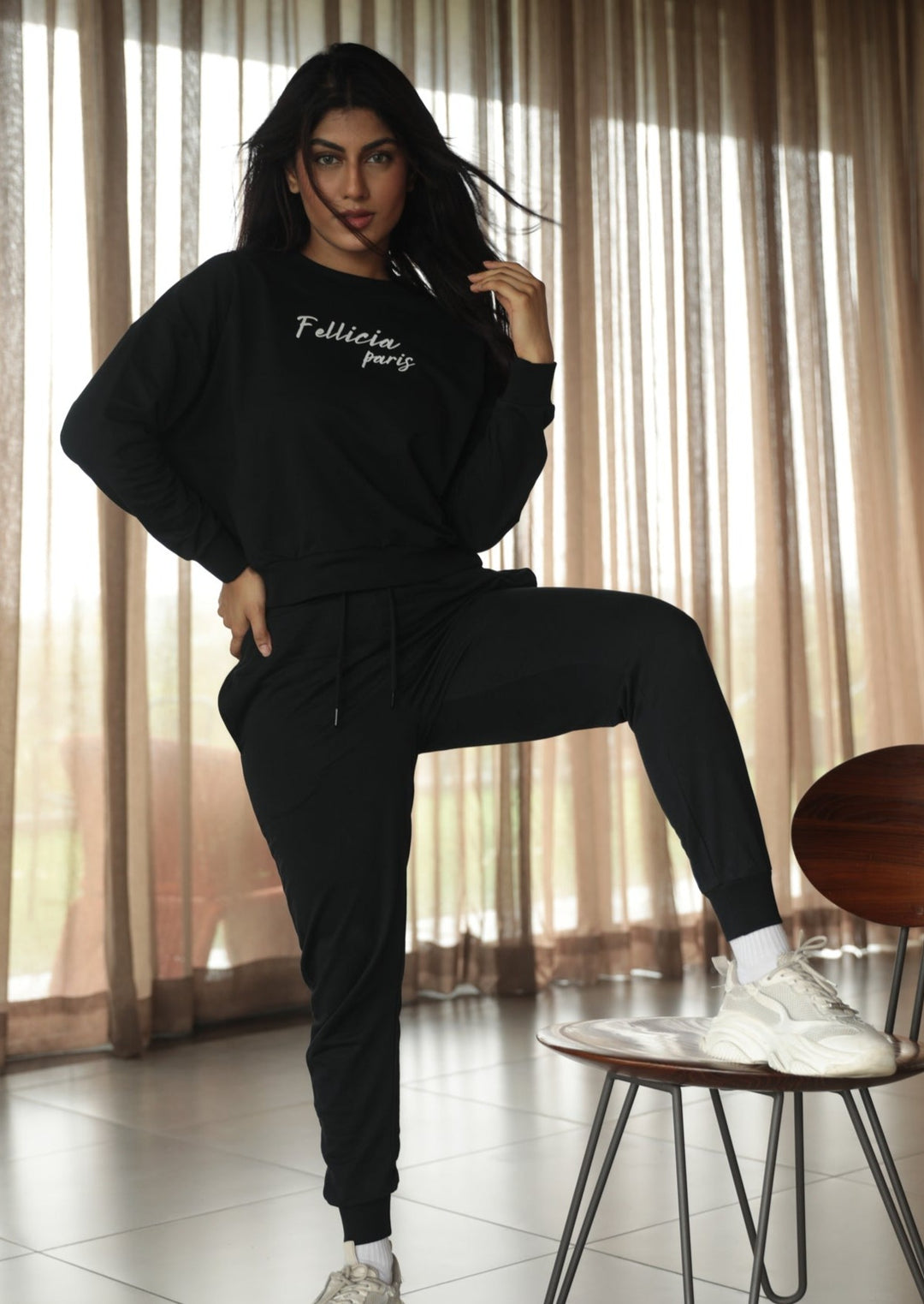 Women's Sweatshirt & Joggers Co-ord Set (Black)