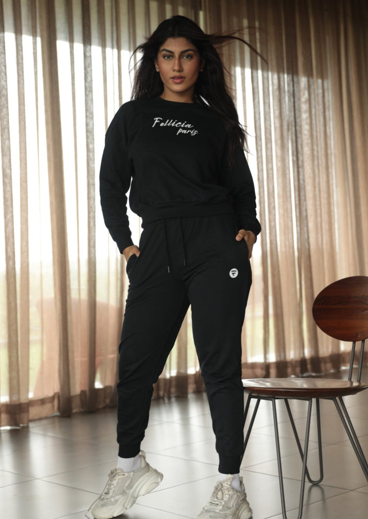 Women's Sweatshirt & Joggers Co-ord Set (Black)