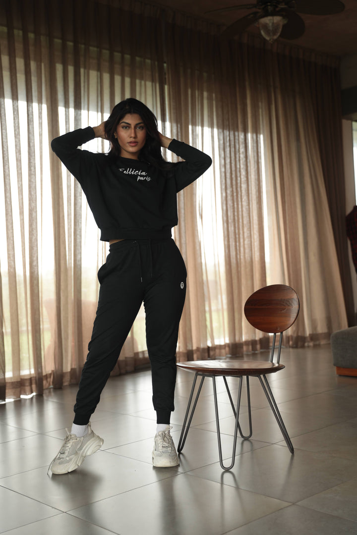 Co-ord Set (Black) Sweatshirt & Joggers for Women