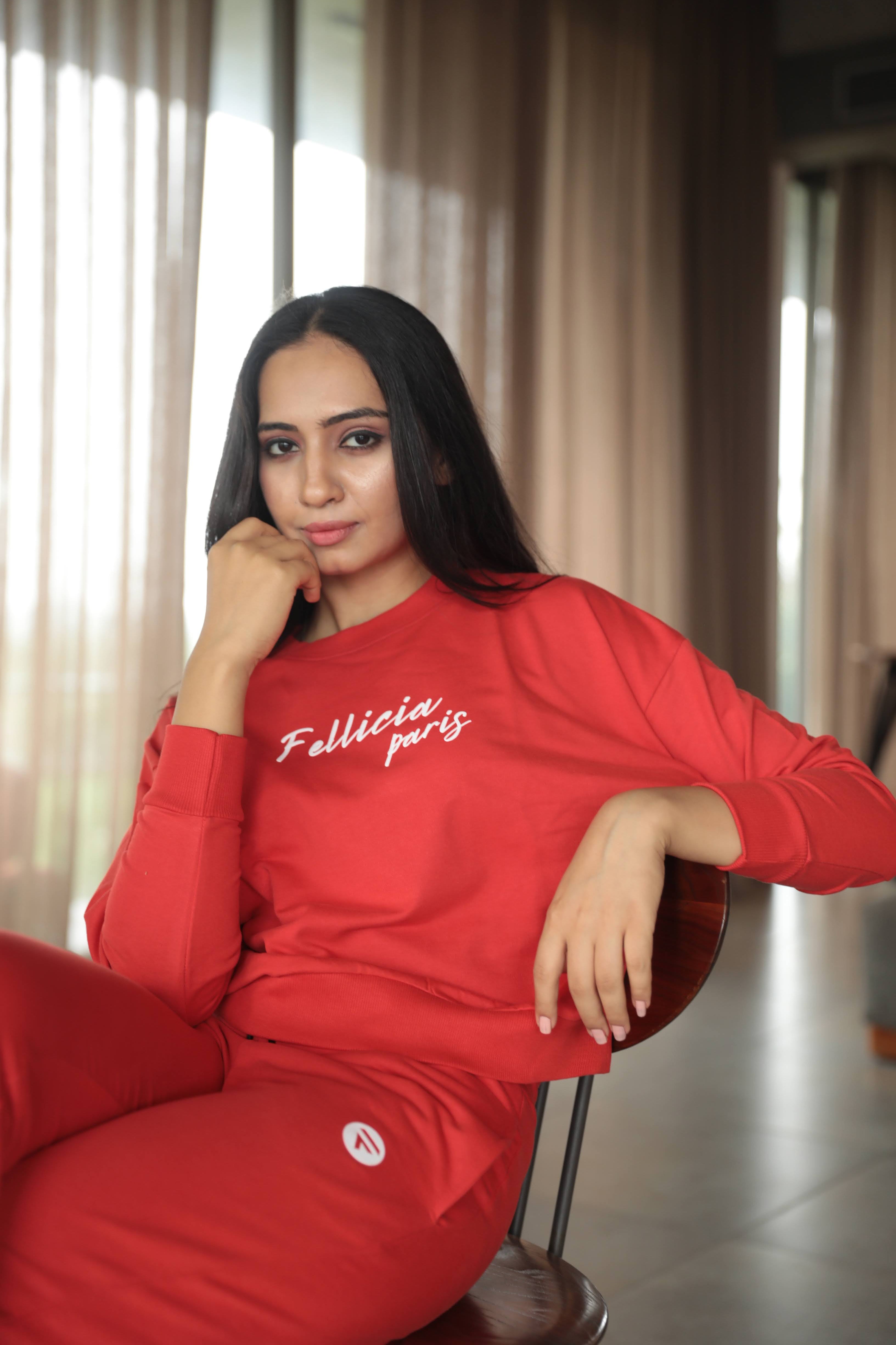 Co-ord Set (Self-Love RED) Sweatshirt & Joggers for Women – FELLICIA