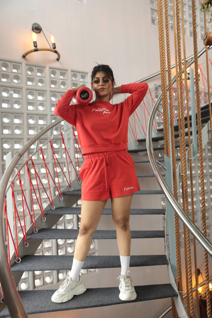 Co-ord Set (Self-Love RED) Sweatshirt & Shorts for Women