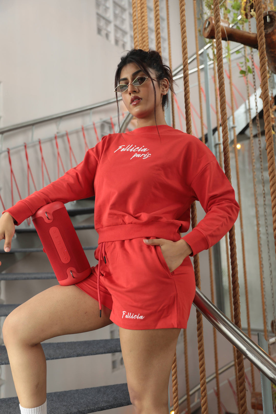 Co-ord Set (Self-Love RED) Sweatshirt & Shorts for Women