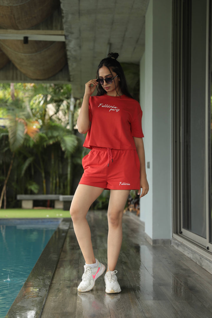 Co-ord Set (Self-Love RED) Sweatshirt & Shorts for Women