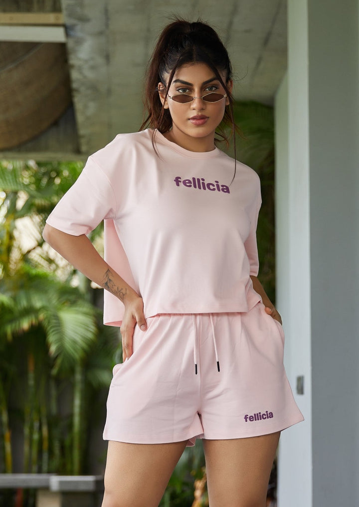 Co-ord Set (Blush) Sweatshirt & Shorts for Women