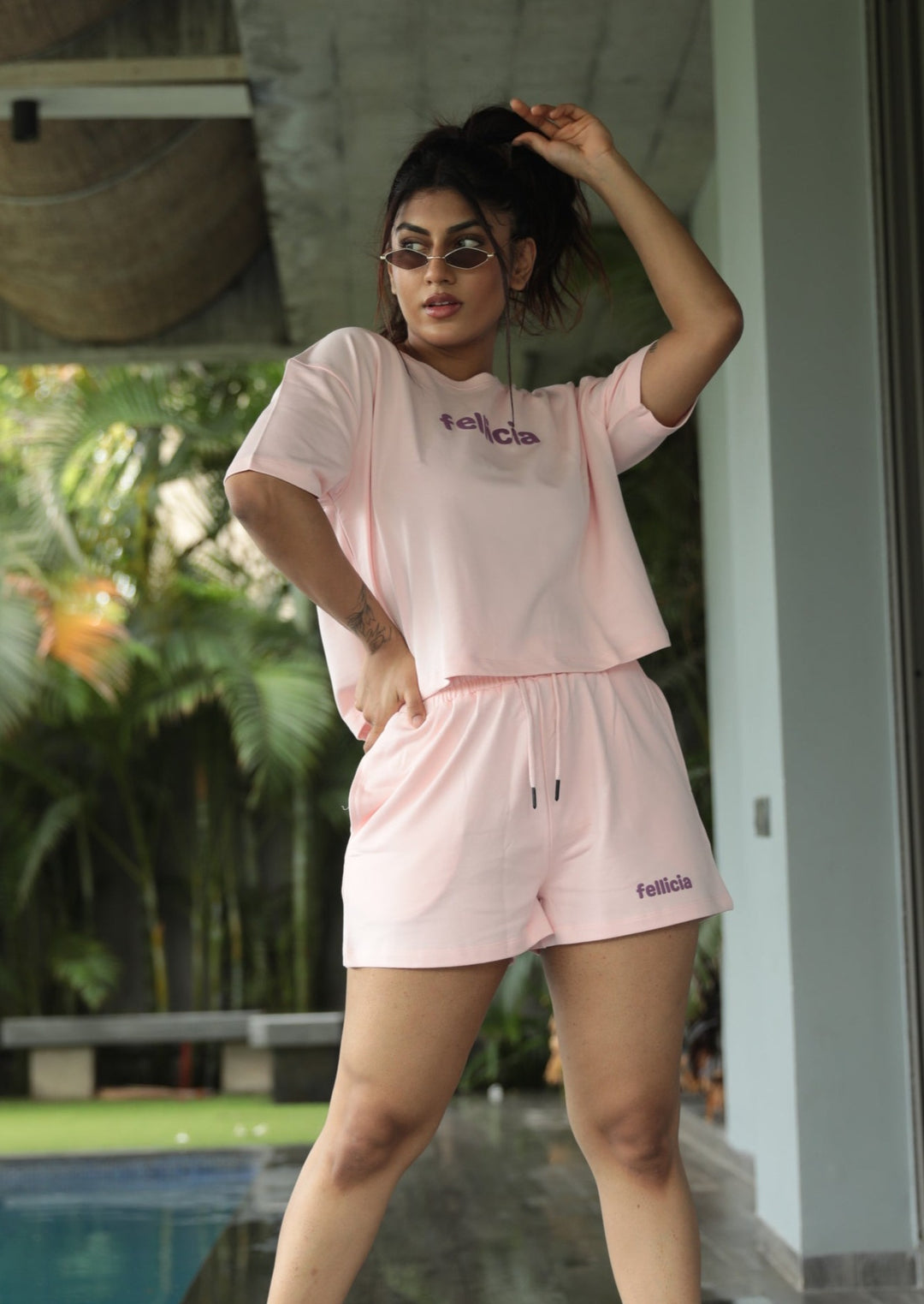 Co-ord Set (Blush) Sweatshirt & Shorts for Women