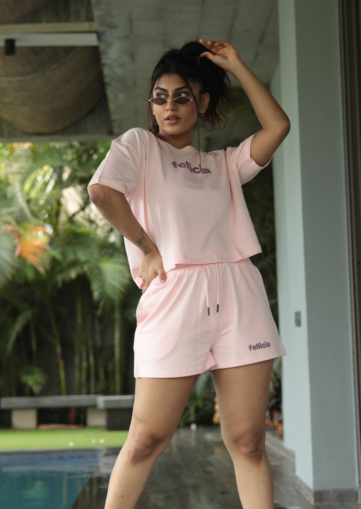 Co-ord Set (Blush) Sweatshirt & Shorts for Women