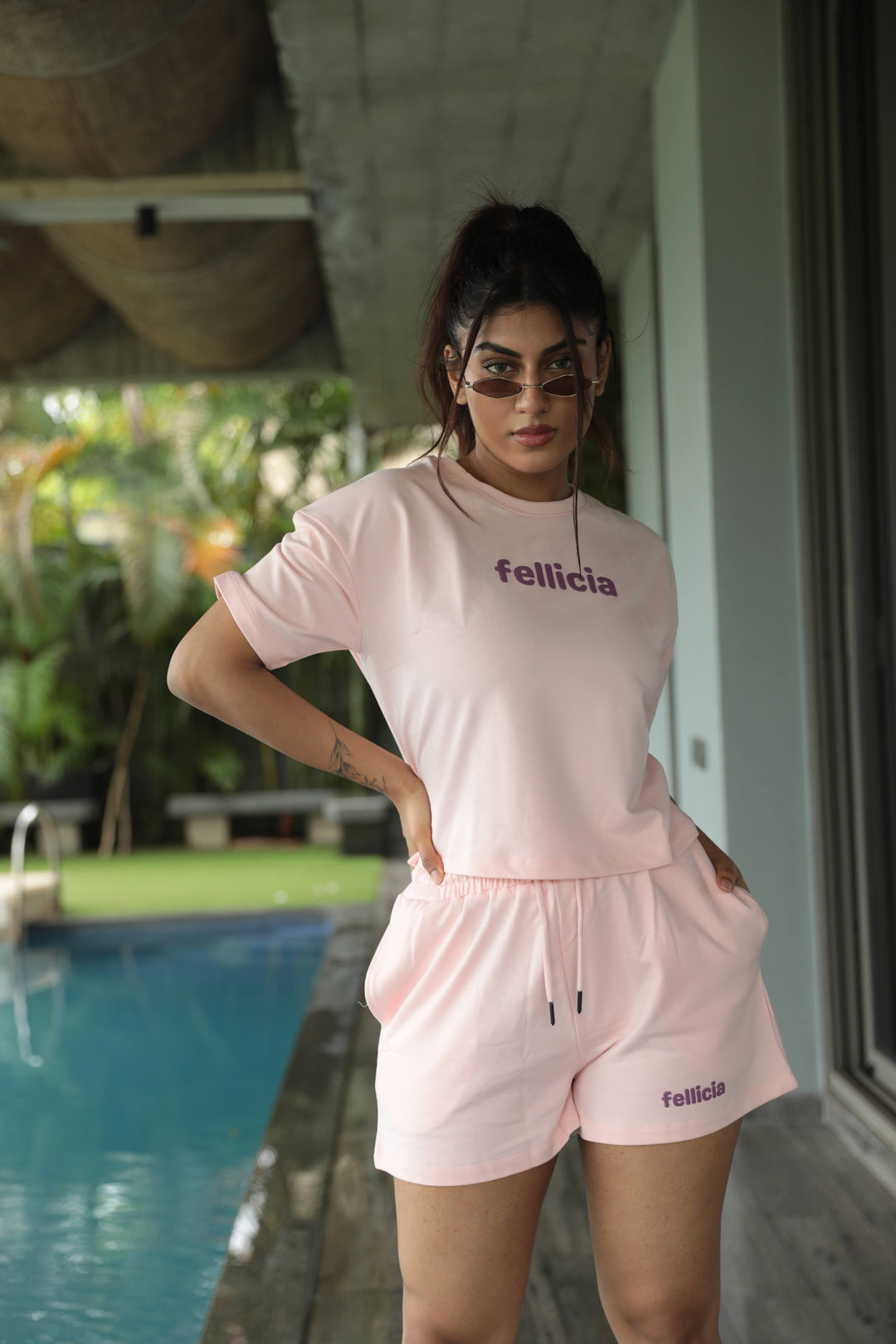 Co-ord Set (Blush) Sweatshirt & Shorts for Women