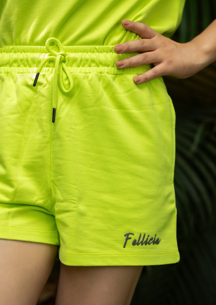 Co-ord Set (Lime Green) Sweatshirt & Shorts for Women