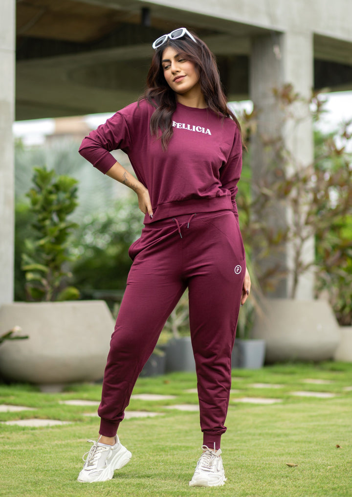 Women's Sweatshirt & Joggers Co-ord Set (Maroon)