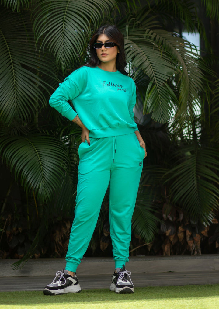 Co-ord Set (Coral Green) Sweatshirt & Joggers for Women