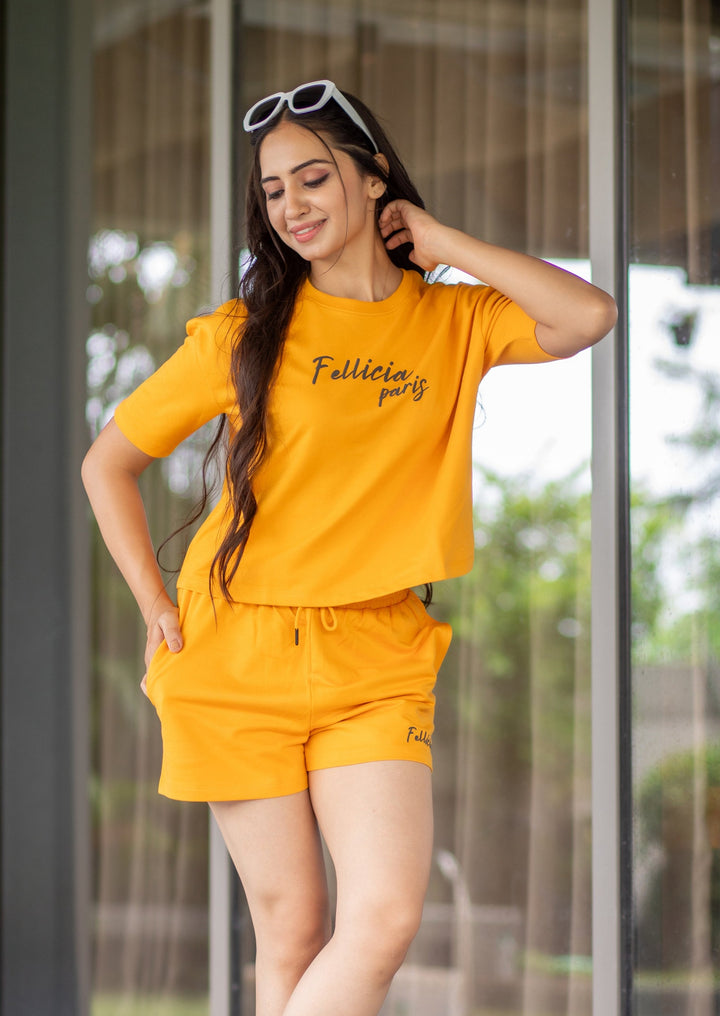 Co-ord Set (Marigold) Sweatshirt & Shorts for Women