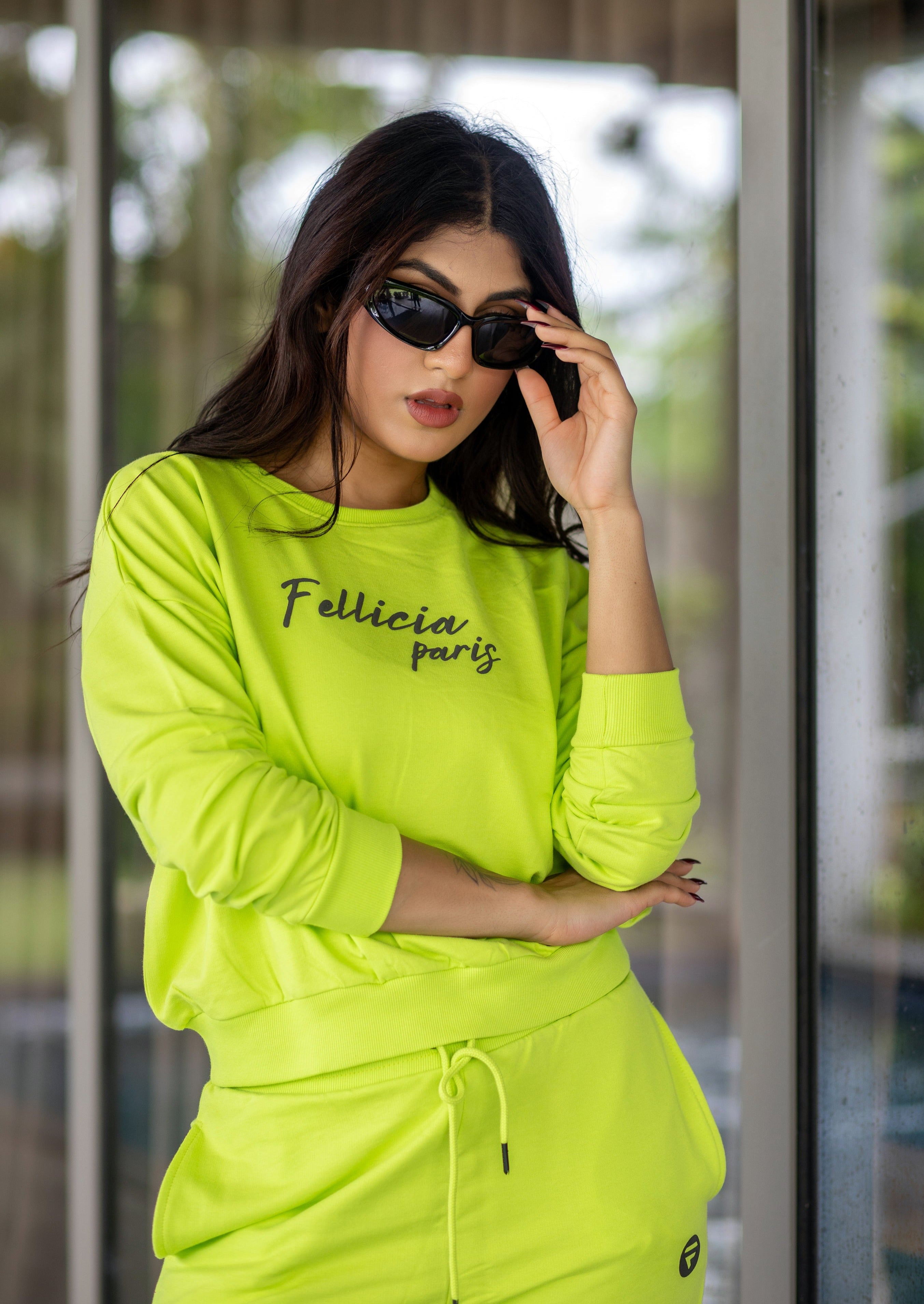Co-ord Set (LIME Green) Sweatshirt & Joggers for Women – FELLICIA
