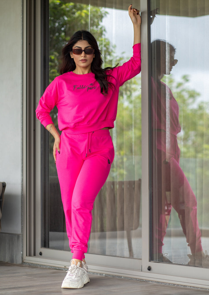 Co-ord Set (Fuchsia Pink) Sweatshirt & Joggers for Women