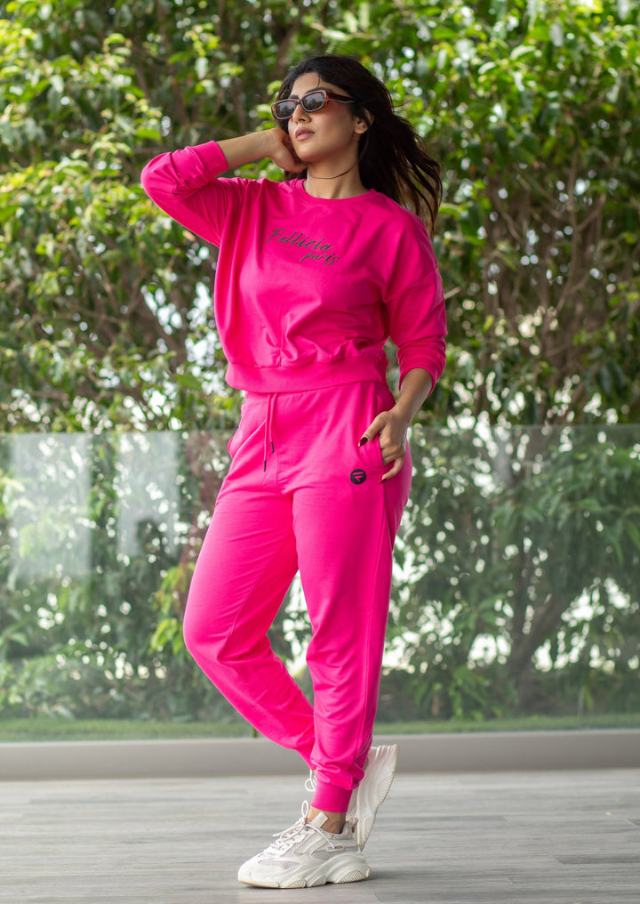 Co-ord Set (Fuchsia Pink) Sweatshirt & Joggers for Women