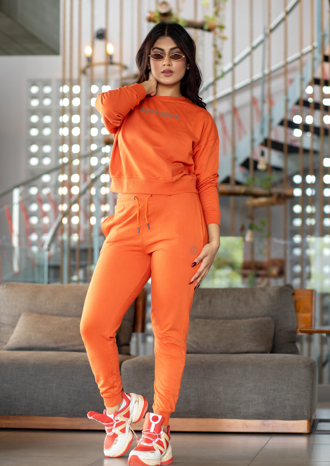 Women's Sweatshirt & Joggers Co-ord Set (Rust Orange)