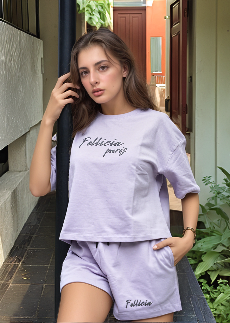 Co-ord Set (Lilac) Sweatshirt & Shorts for Women