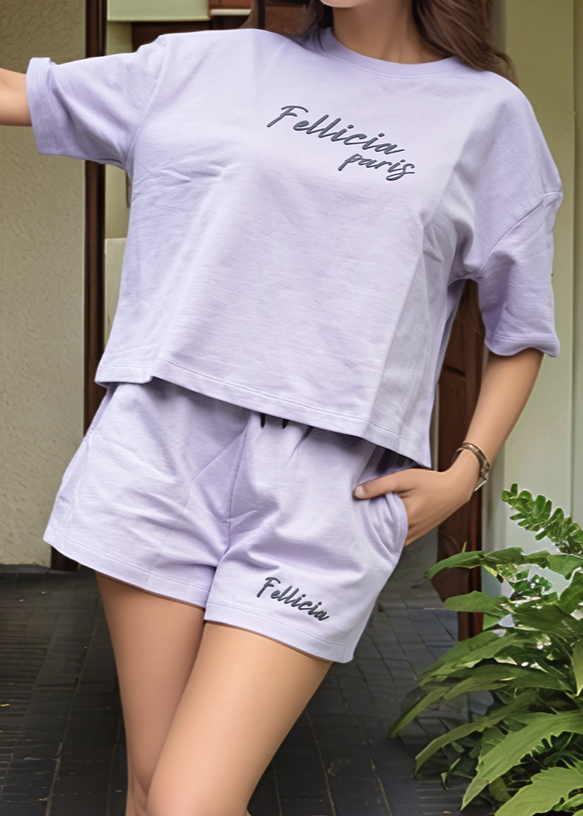 Co-ord Set (Lilac) Sweatshirt & Shorts for Women