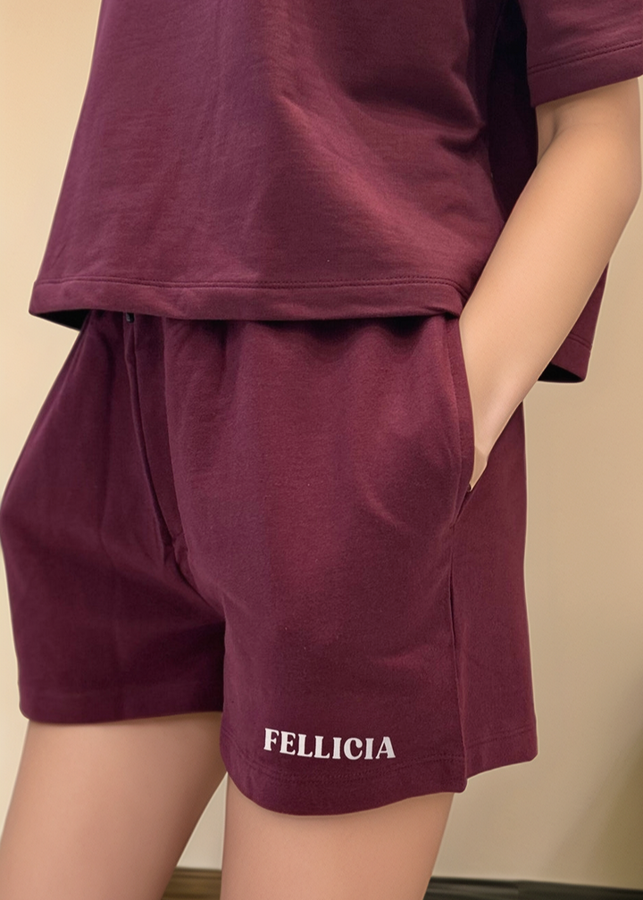 Co-ord Set (Maroon) Sweatshirt & Shorts for Women