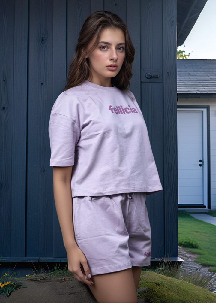 Co-ord Set (Lilac) Sweatshirt & Shorts for Women