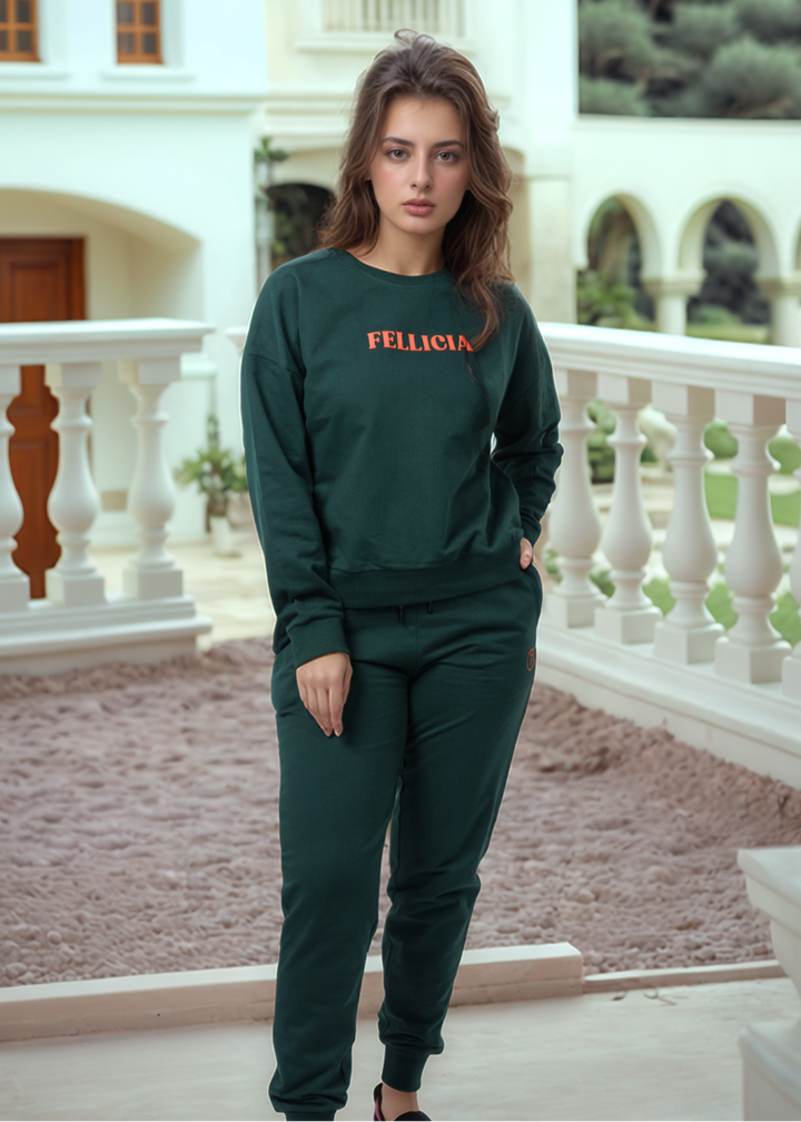 Women's Sweatshirt & Joggers Co-ord Set (Olive Green)