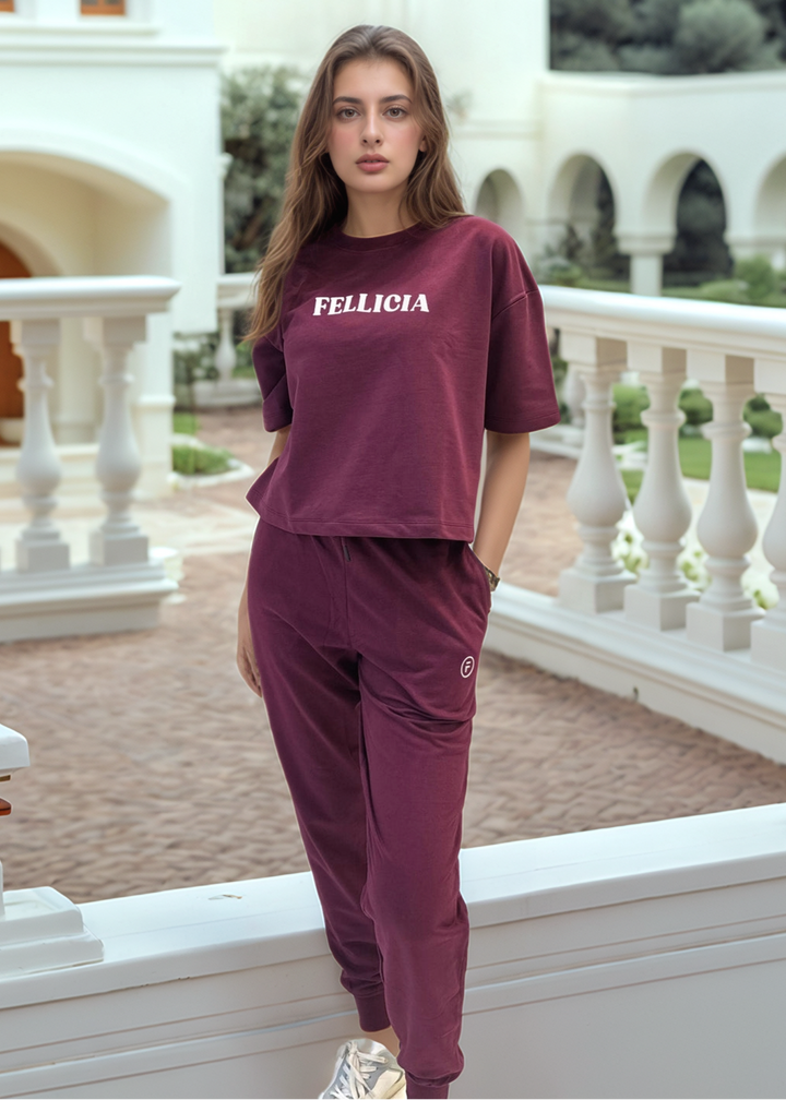 Co-ord Set (Maroon) Sweatshirt & Joggers for Women