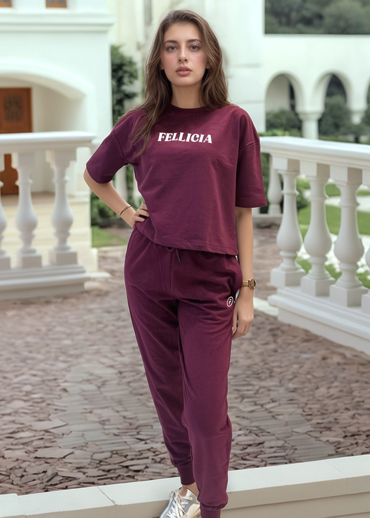 Co-ord Set (Maroon) Sweatshirt & Joggers for Women