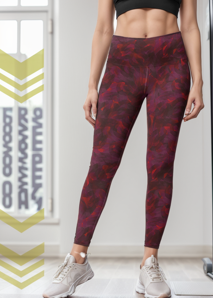 Performance Tights with Pocket (Burgundy Maze)