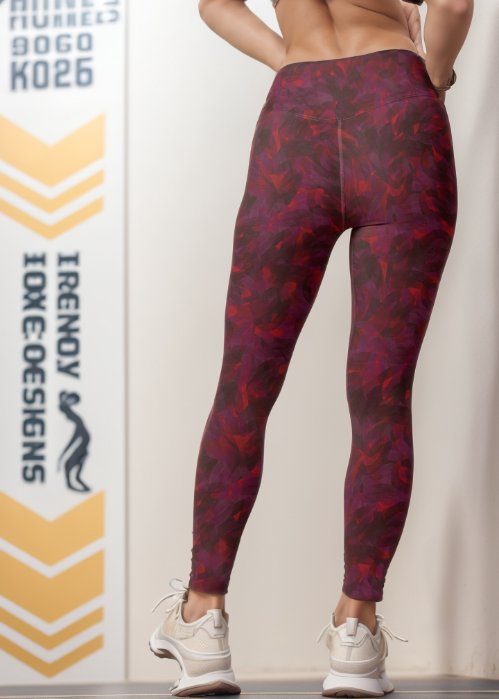 Performance Tights with Pocket (Burgundy Maze)