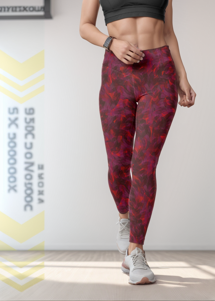 Active Tights with Pocket (Burgundy Maze)